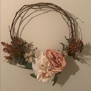 Handmade fall or spring floral nursery wreath